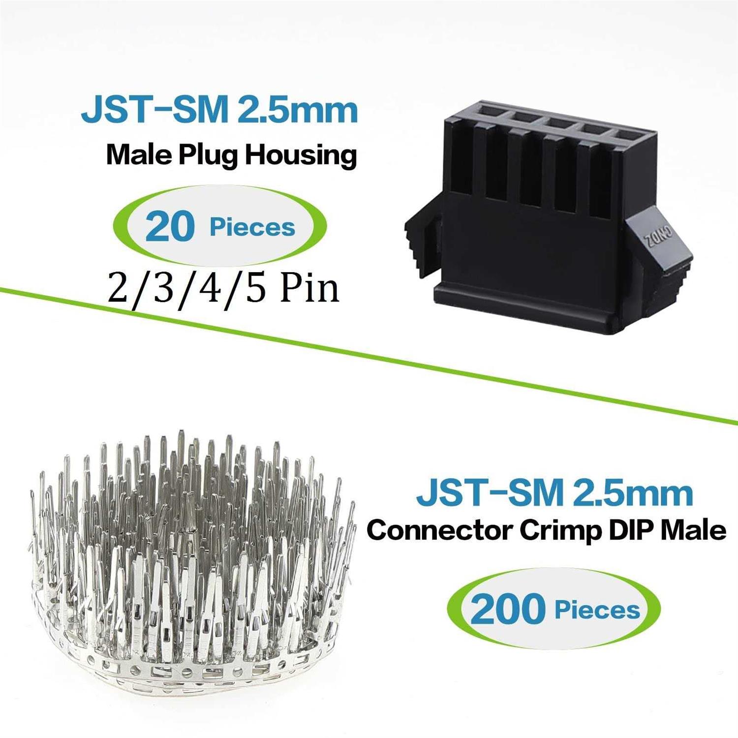 OCR 2.5mm Pitch JST SM Connector 2 3 4 5 Pin Male/ Female Housing Plug Connector Assortment Kit 560Pcs - Cheap Fitting
