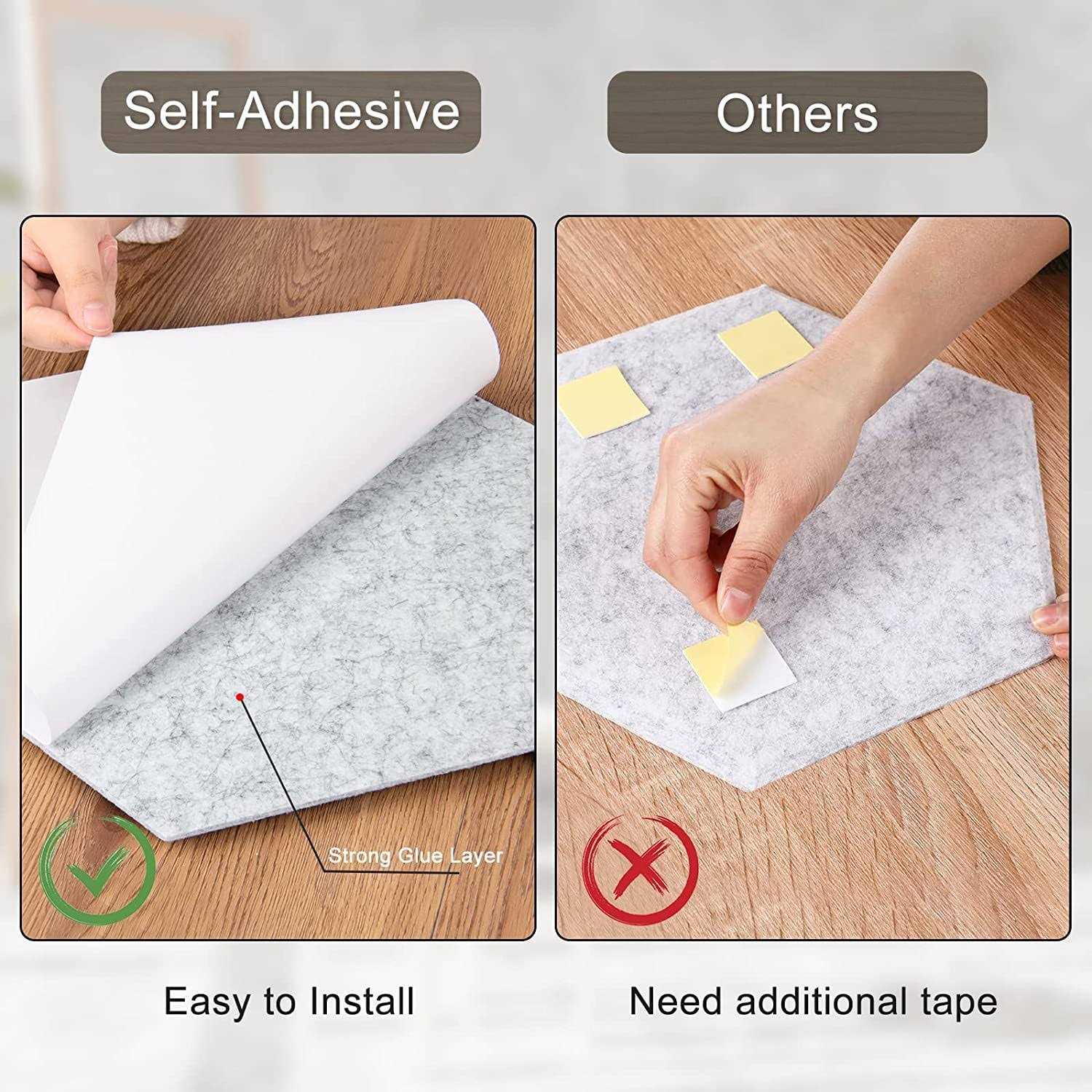 Necmuaih 12 Pack Self-adhesive Acoustic Panels Hexagon Sound Dampening Panels 14 X 12 X 0.4 In Sound Proof Panels for Walls - Cheap Fitting