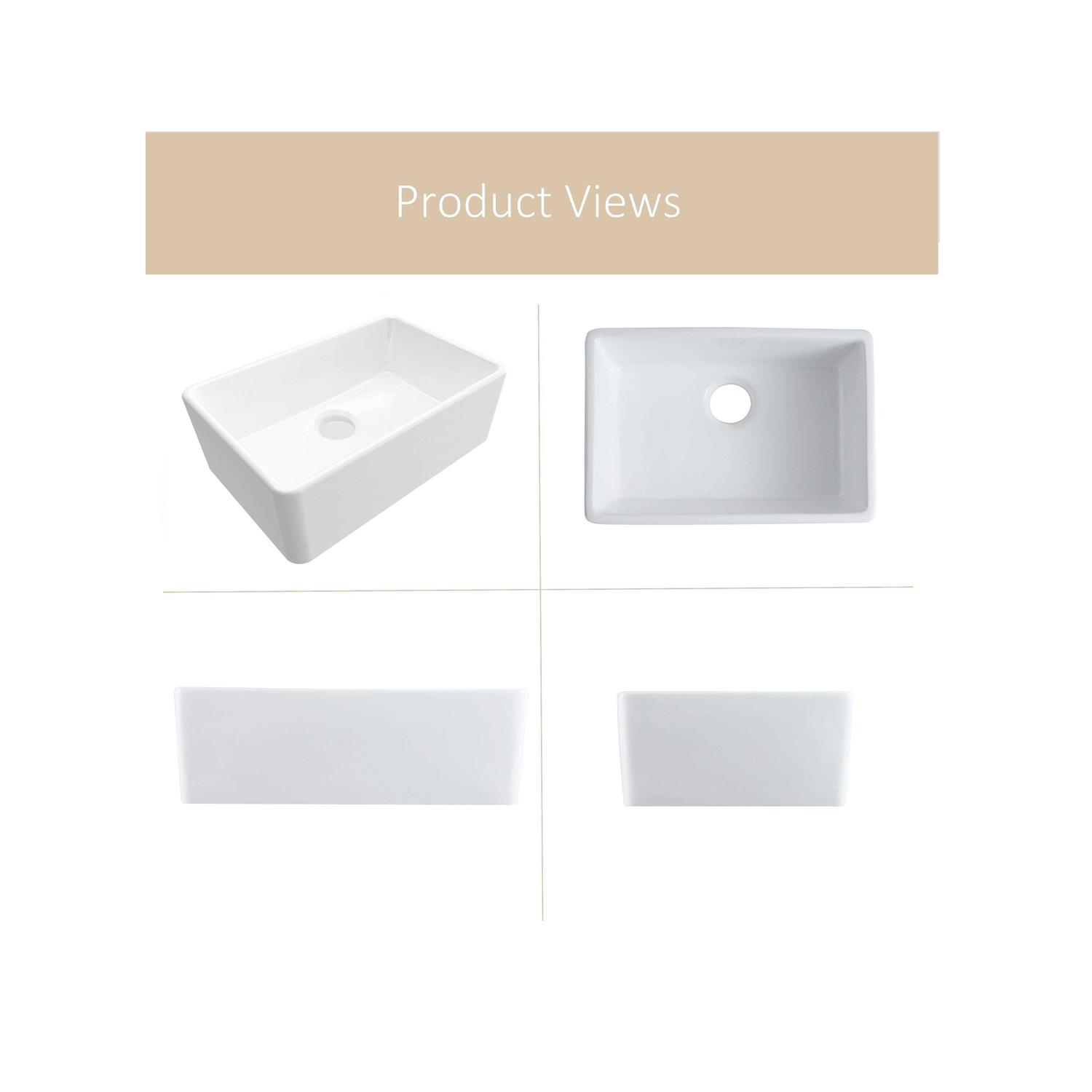 MEJE MJ-285K Small Farmhouse Ceramic Kitchen Sink - Cheap Fitting