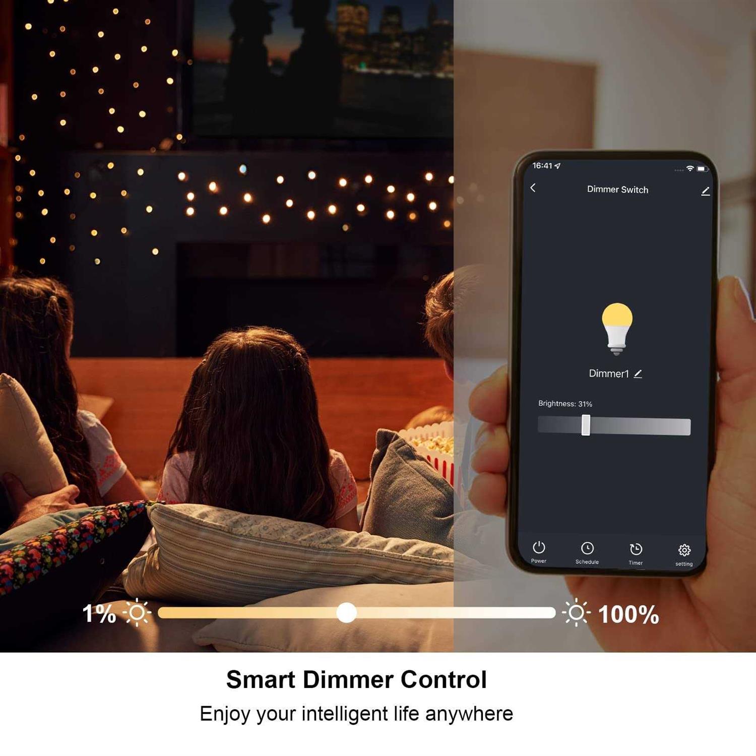 WiFi Smart Dimmer Plug Work with Alexa Google Home for Voice Control Mini Smart Outlet Socket with Timer Wireless Remote Control Max Power 300W - Cheap Fitting