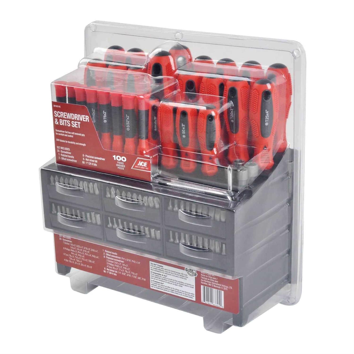 Ace 100 pc Ratcheting Screwdriver and Bit Set - Cheap Fitting