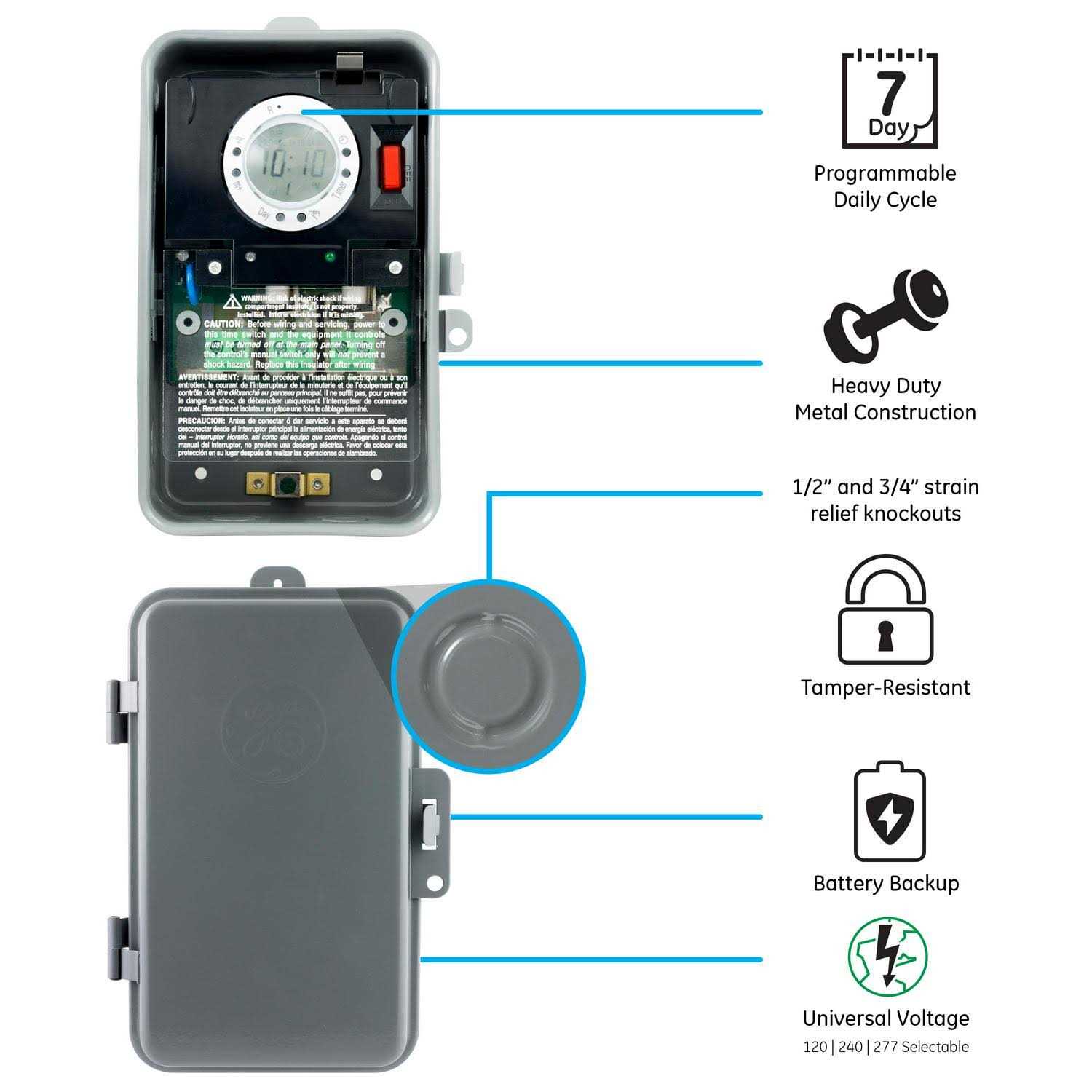 GE Heavy-Duty 7-Day Digital Box Timer Switch - Cheap Fitting