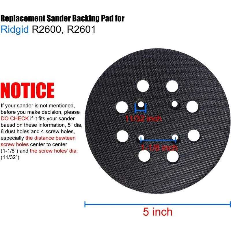 Tockrop 2 Pack 5 Inch 8 Hole Hook and Loop Sander Pad for Ridgid R2600 - Cheap Fitting