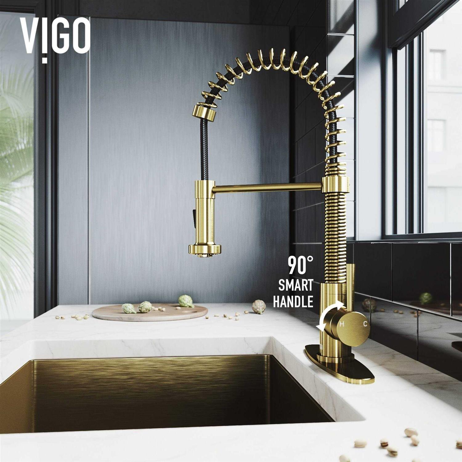 Vigo Edison Single-Handle Pull-Down Sprayer Kitchen Faucet in Matte Gold/Matte Black VG02001MGMB - Cheap Fitting
