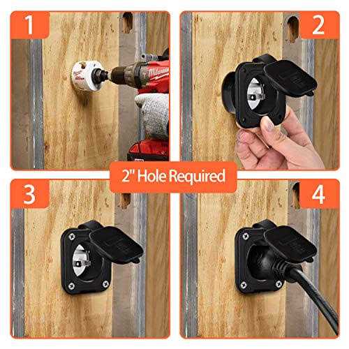 WELLUCK 15 Amp Flanged Inlet 125V, NEMA 5-15 RV Shore Power Inlet Plug w/Waterproof and Back Cover - Cheap Fitting