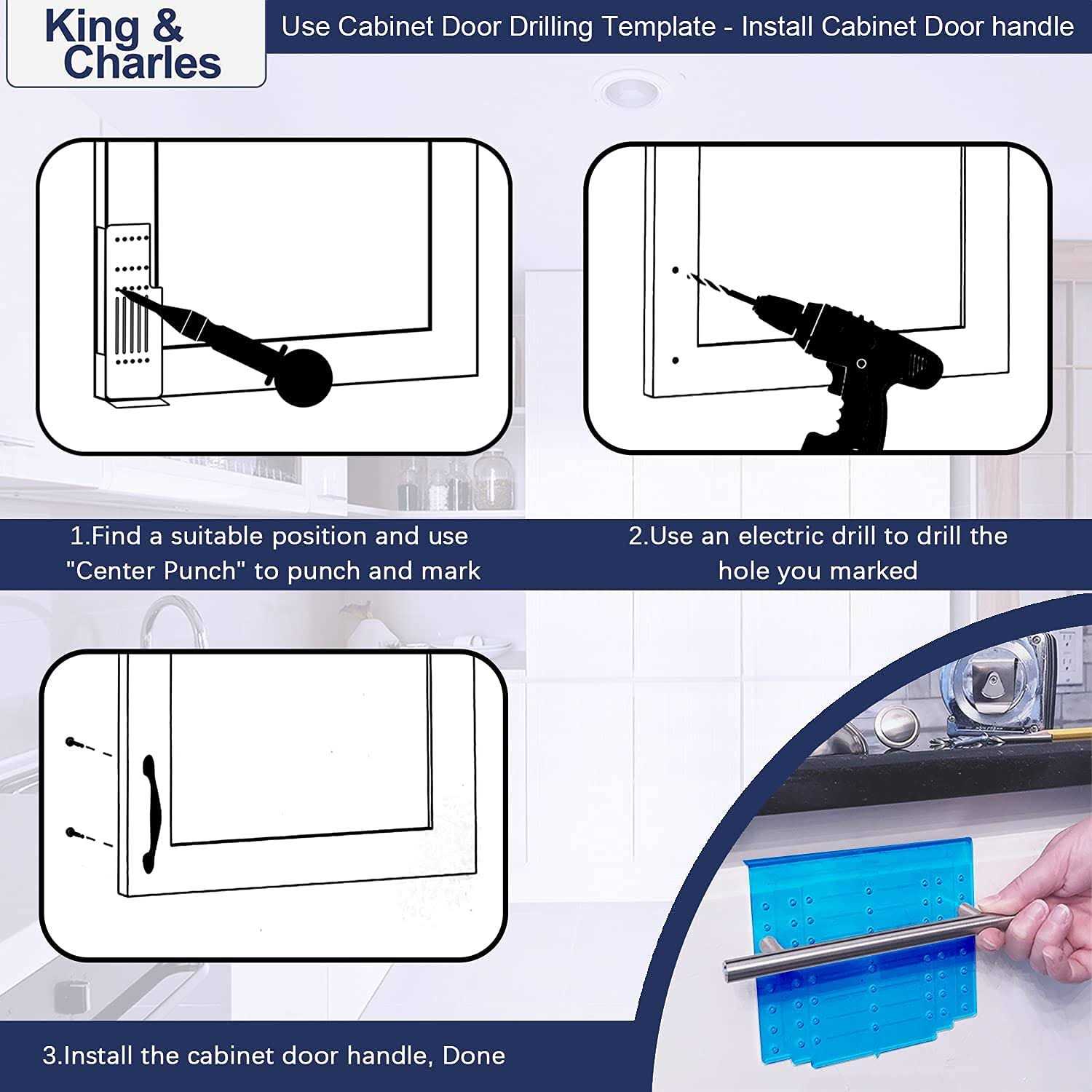King&Charles Cabinet Hardware Template Cabinet Handle Template Tool Cabinet Pull/Knob Template for Cabinet Hardware - Cheap Fitting