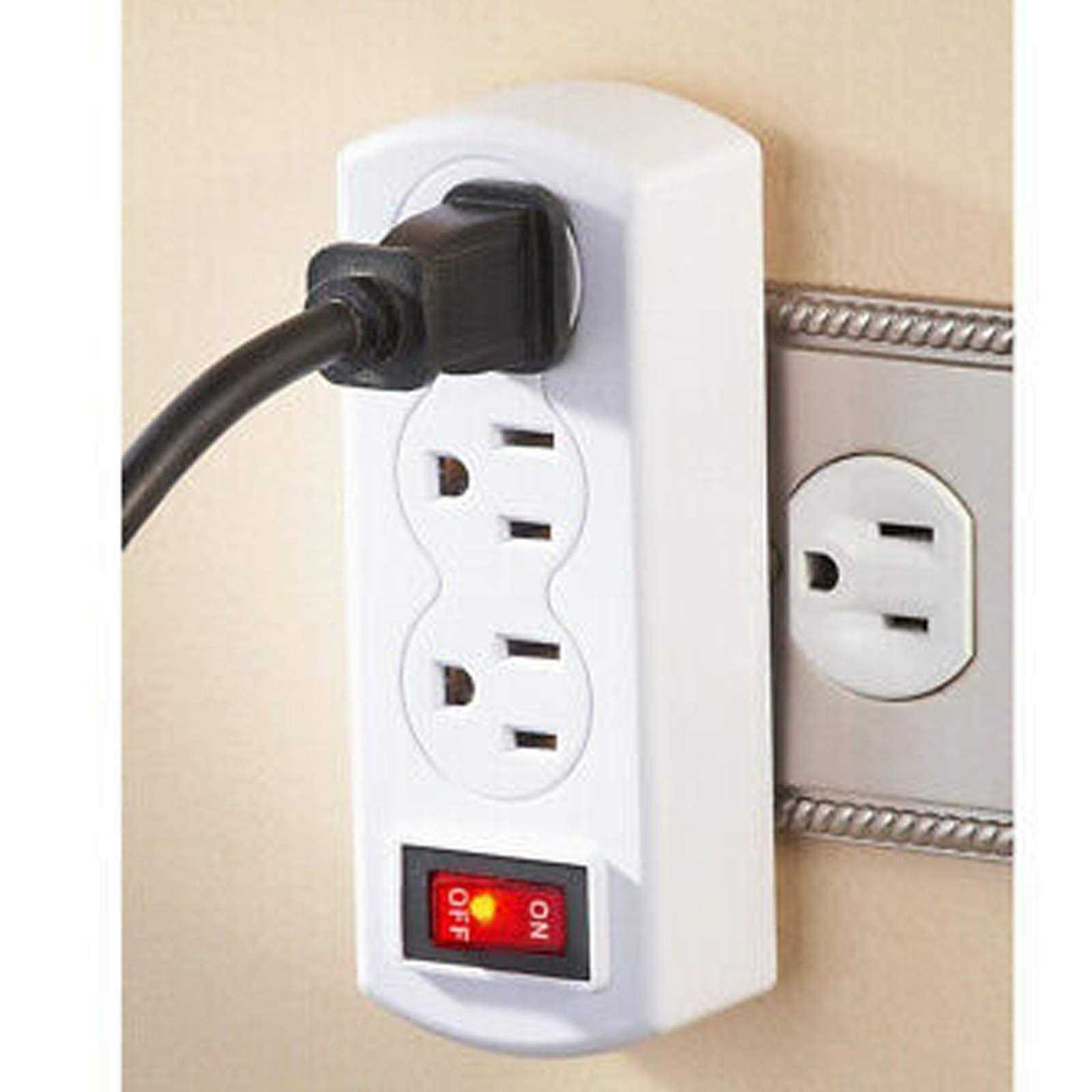 Wideskall 3 Prong 3 Outlets AC Grounded Power Wall Plug On/Off Switch Tap Adapter ETL Certified - Cheap Fitting