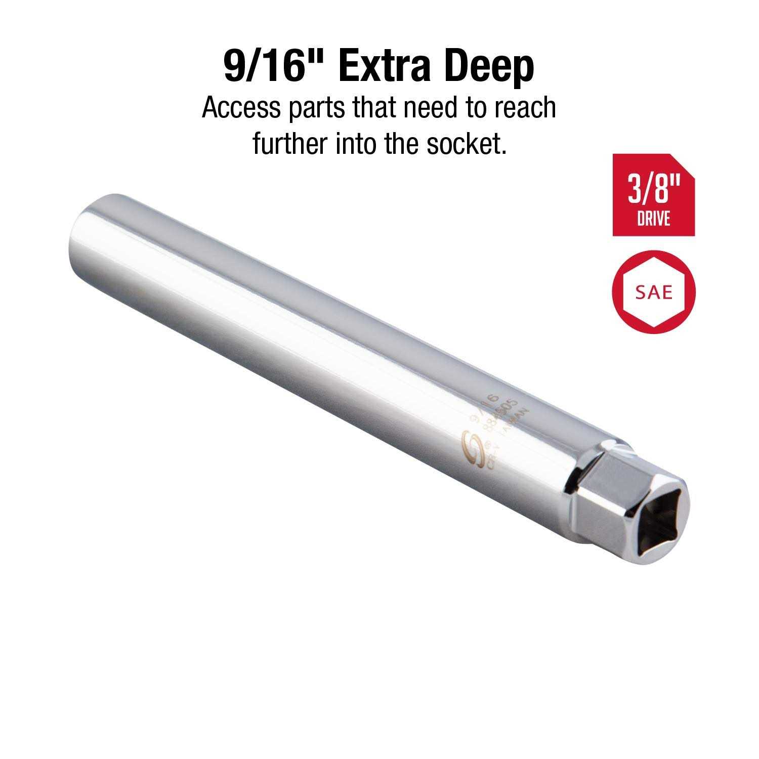 Sunex 884505 3/8 Drive 9/16 Extra Deep Spark Plug Socket - Cheap Fitting