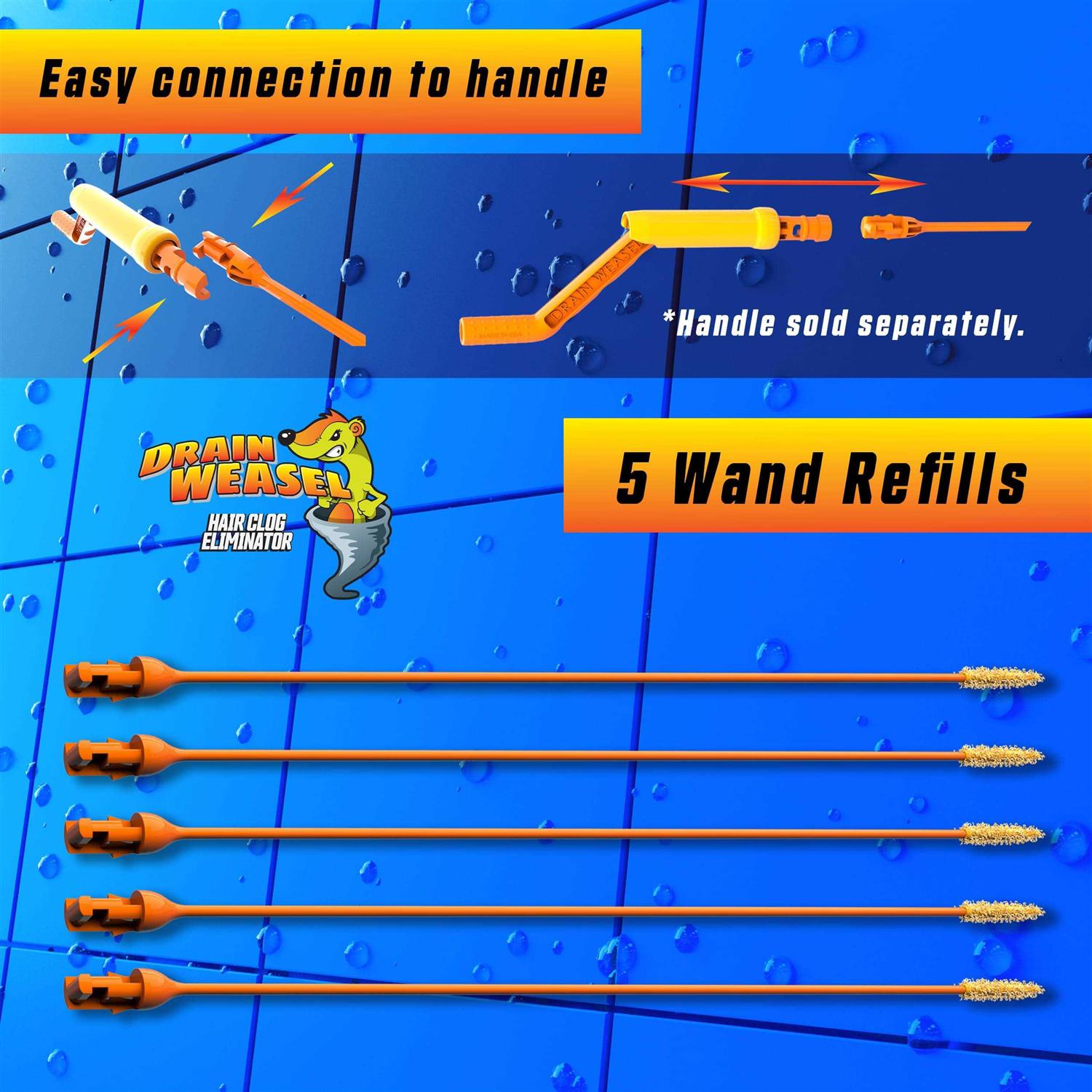 FlexiSnake Drain Weasel Refill Sink Snake Hair Clog Remover Tool - Cheap Fitting