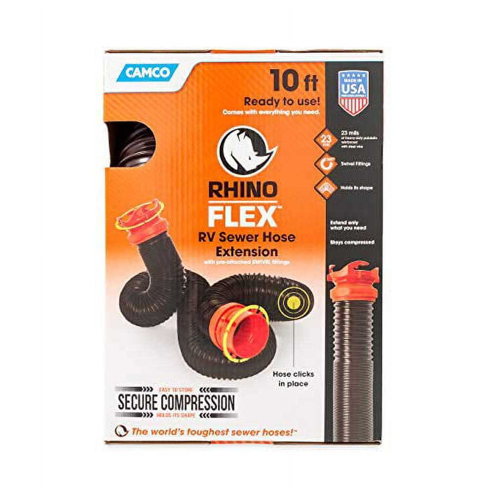 Camco RhinoFLEX 10-foot RV Sewer Hose Extension Kit with Swivel Fitting - Cheap Fitting