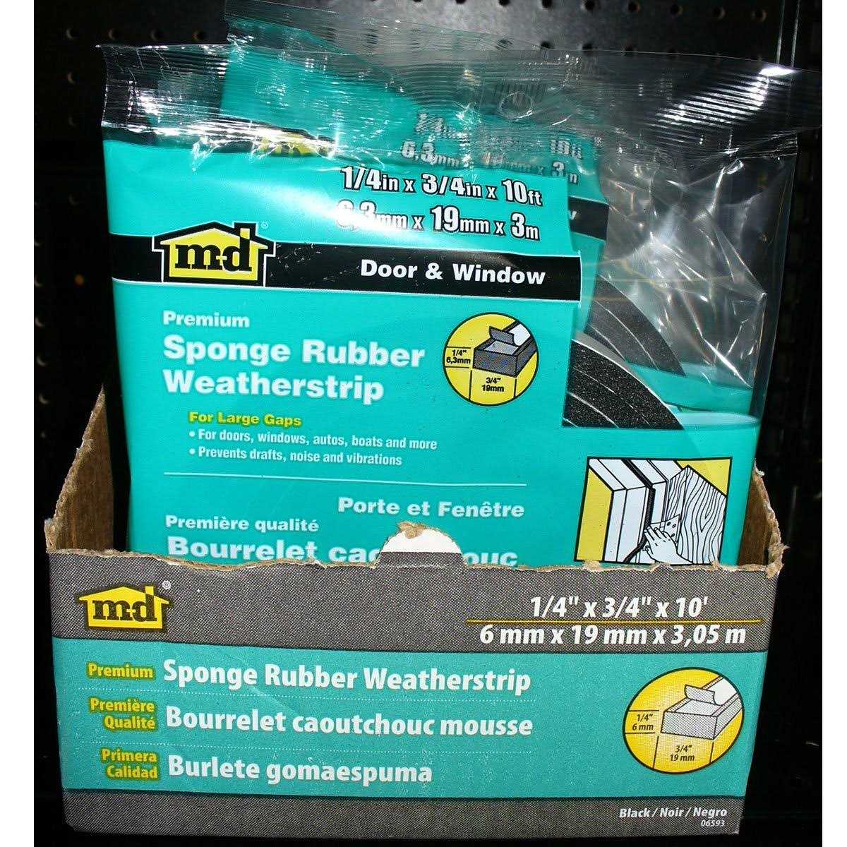 M-D Building Products 3/4-Inch x 10-Foot Black Rubber Premium Sponge Weatherstrip Tape - Cheap Fitting