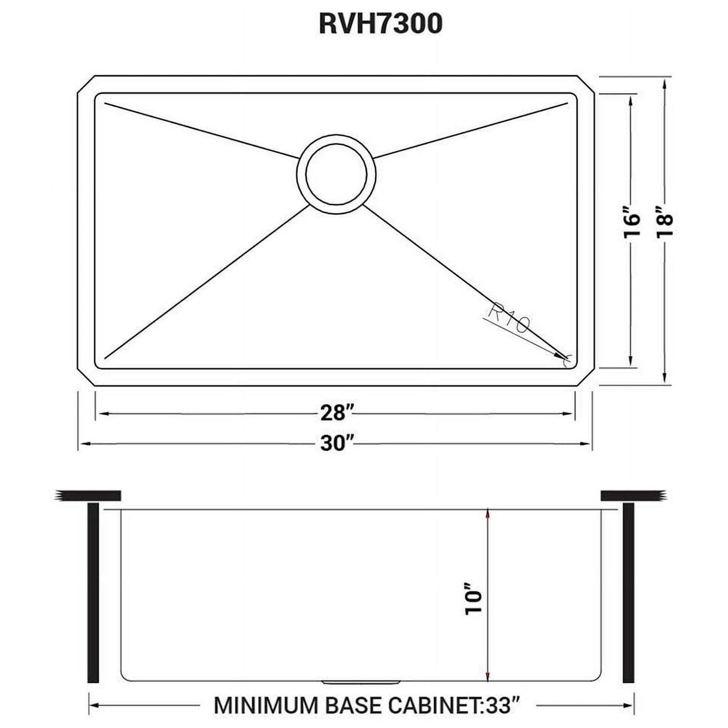 Ruvati Undermount Stainless Steel 30 in. 16-Gauge Single Bowl Kitchen Sink RVH7300 - Cheap Fitting