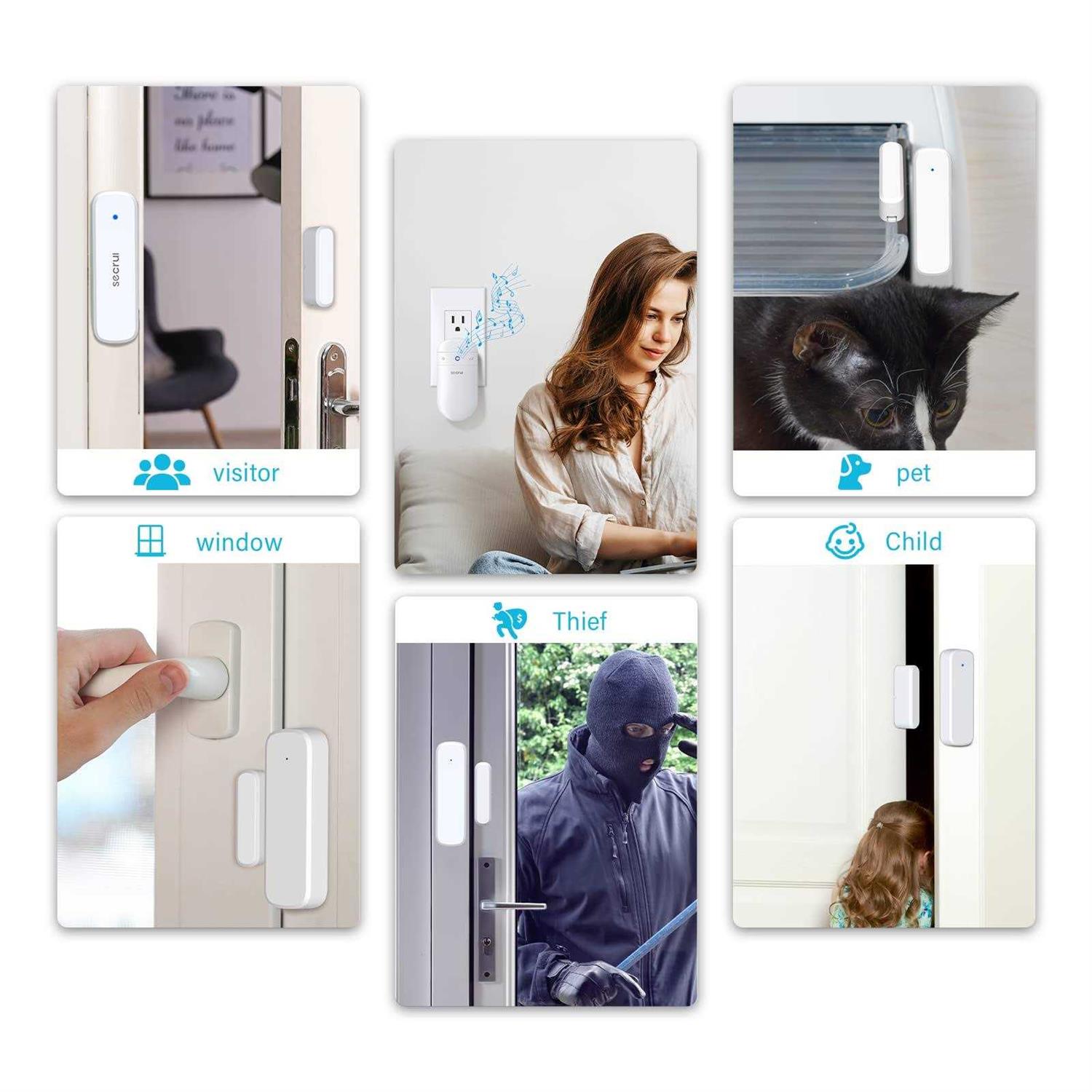 SECRUI Door Chime Door Sensor Chime for Door Opens – Door Ringer with 500ft Operating Range 52 Chime Adjustable Volume Mute Mode LED Indicators –Entry - Cheap Fitting