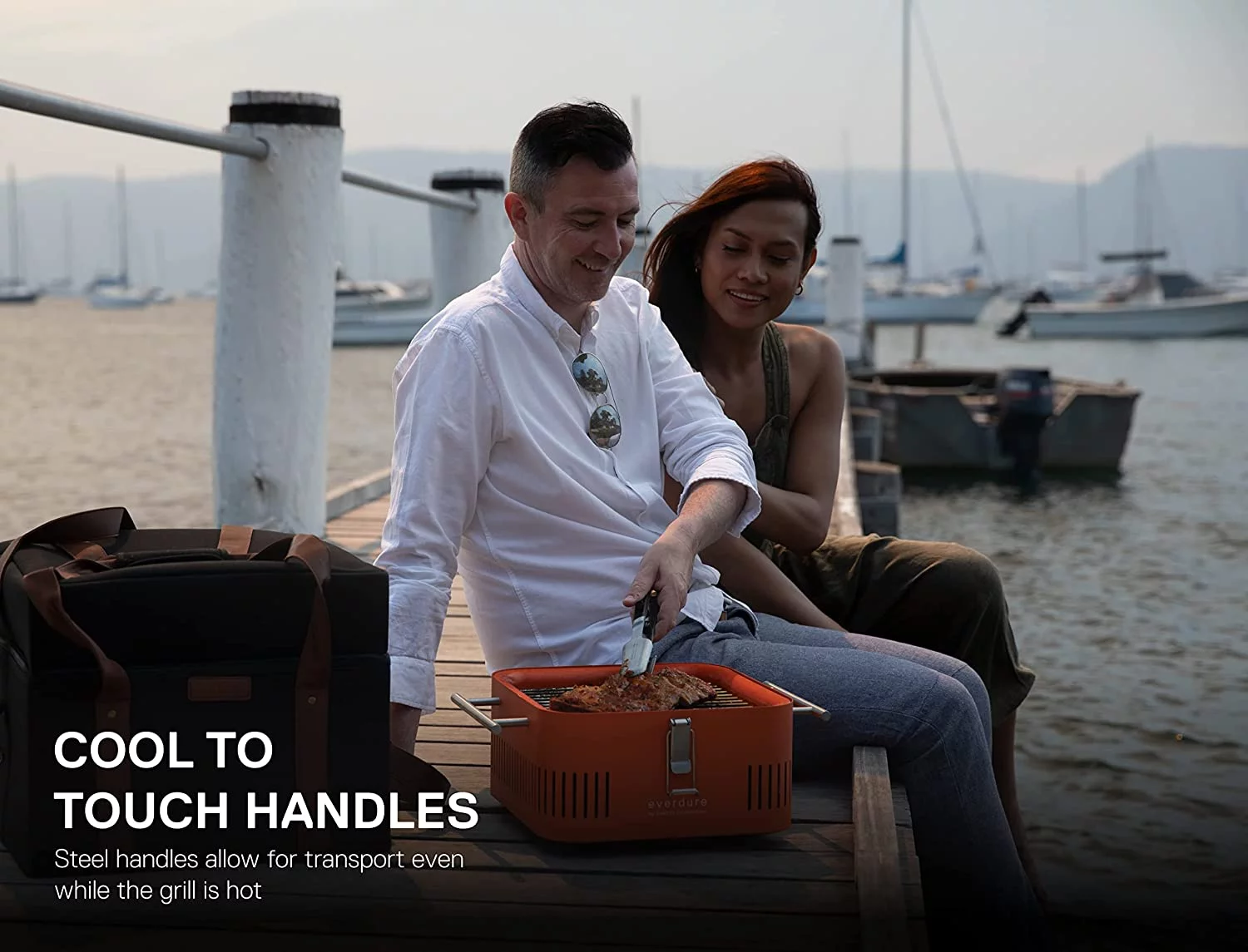 Everdure Cube Charcoal Grill with Cool Touch Handles, Storage Container & Bamboo Serving Board - Cheap Fitting