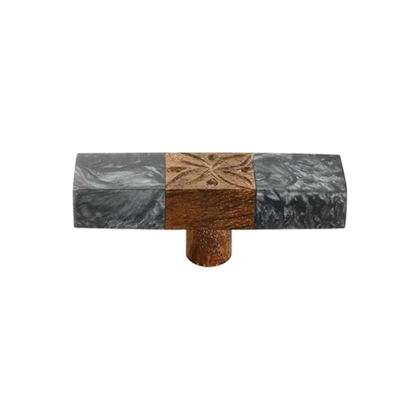 Mascot Hardware Fusion 3 in Black Marble Effect with Wood Cabinet Knob - Cheap Fitting