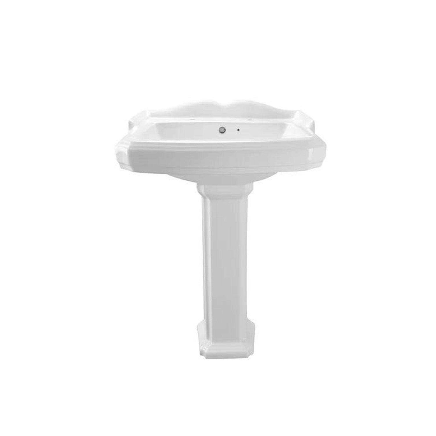 DeerValley DV-1P522 Dynasty 23 X 19 White Ceramic Pedestal Bathroom Sink With Overflow - Cheap Fitting