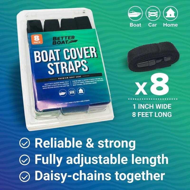 Better Boat Boat Cover Straps Adjustable Buckle Straps 8 Pack Strap Buckles Boat Buckle Nylon Straps with Buckle 1 x 96 Utility Straps with Quick Release - Cheap Fitting