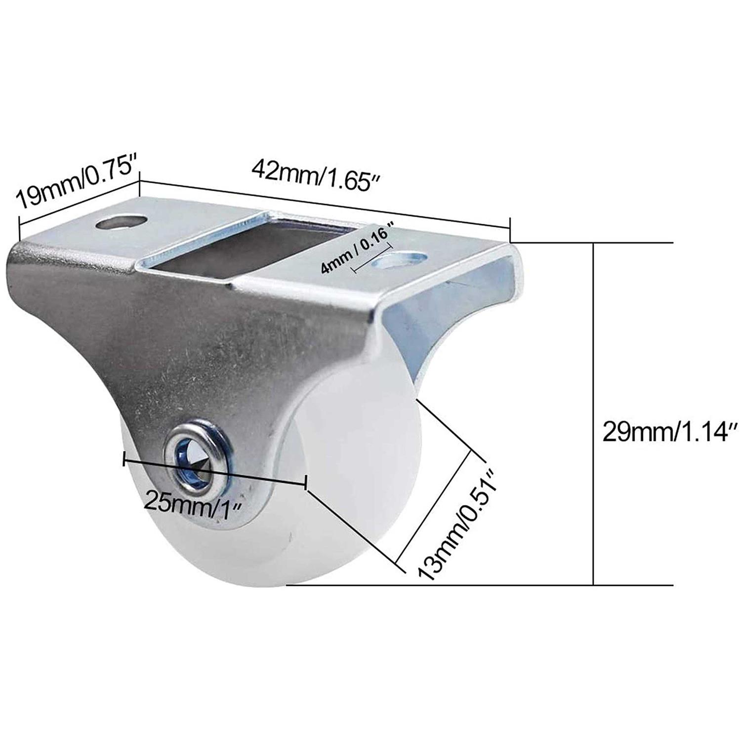 Luomorgo 12 Pack 1 Caster Wheels Rigid Fixed Non Swivel Casters with Metal Top Plate Hard Plastic Wheels for Furniture - Cheap Fitting