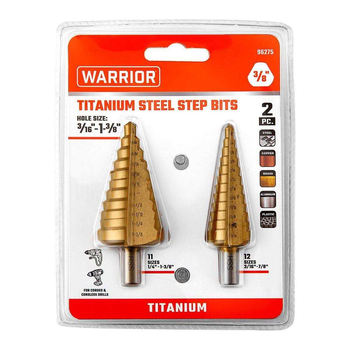 Warrior Titanium-Coated High-Speed Steel Step Bit Set - Cheap Fitting