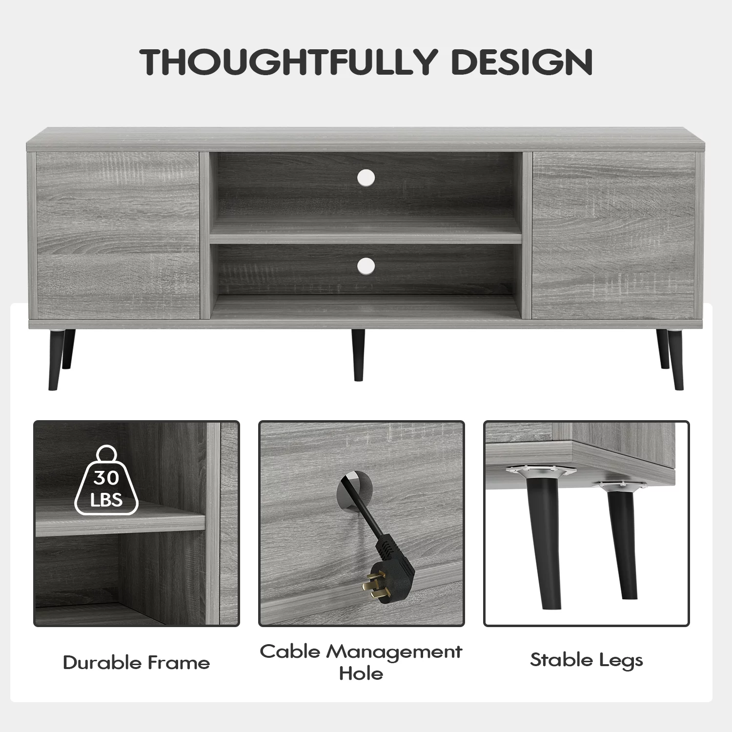 Furmax Mid-Century 2-Door TV Stand for TVs up to 65