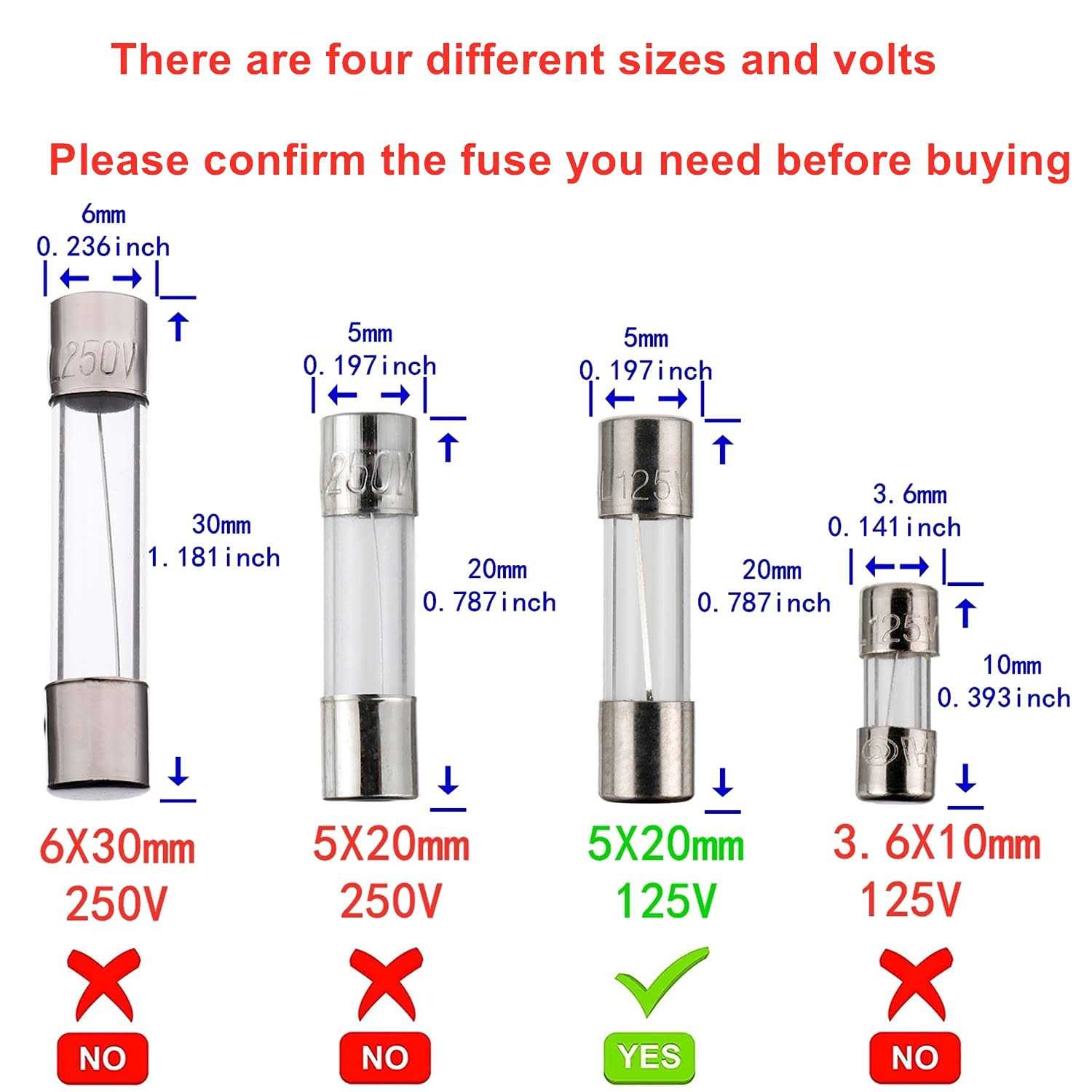 BOJACK 5×20 mm 4A 4 amp 125V 125 Volt 0.2×0.78 Inch F4AL125V Fast-Blow Glass Fuses - Cheap Fitting
