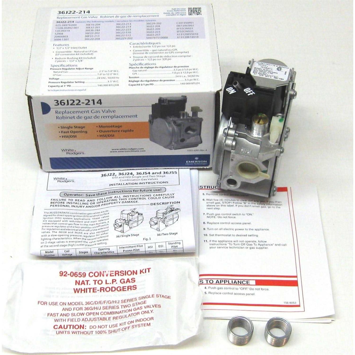 White Rodgers 36J22-214 Gas Valve - Cheap Fitting