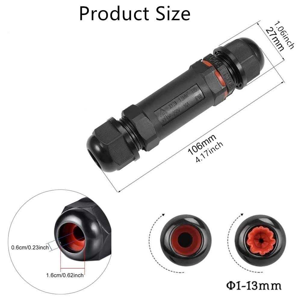 Cable Connector Waterproof IP68 3-Pole for 1-13 mm Cable Diameter - Cheap Fitting