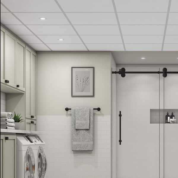 Armstrong Ceilings Easy Elegance Textured Black 2 ft. x PVC Square Edge Lay-in Ceiling Tile - Cheap Fitting