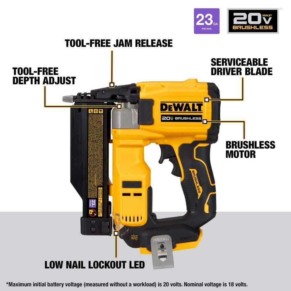 DEWALT ATOMIC 20V MAX Lithium Ion Cordless 23 Gauge Pin Nailer Tool Only and 1 1/2 in. x 23 Gauge Pin Nails 2000 Pieces - Cheap Fitting