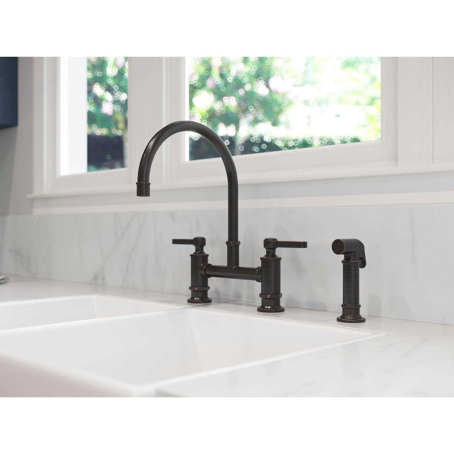 Pfister Port Haven Kitchen Bridge Faucet with Side Sprayer LG31TD - Cheap Fitting