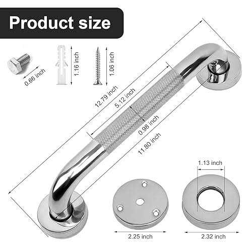 2 Pack Anti-Slip Bathroom Grab Lonvichtt Stainless Steel Shower Handle - Cheap Fitting