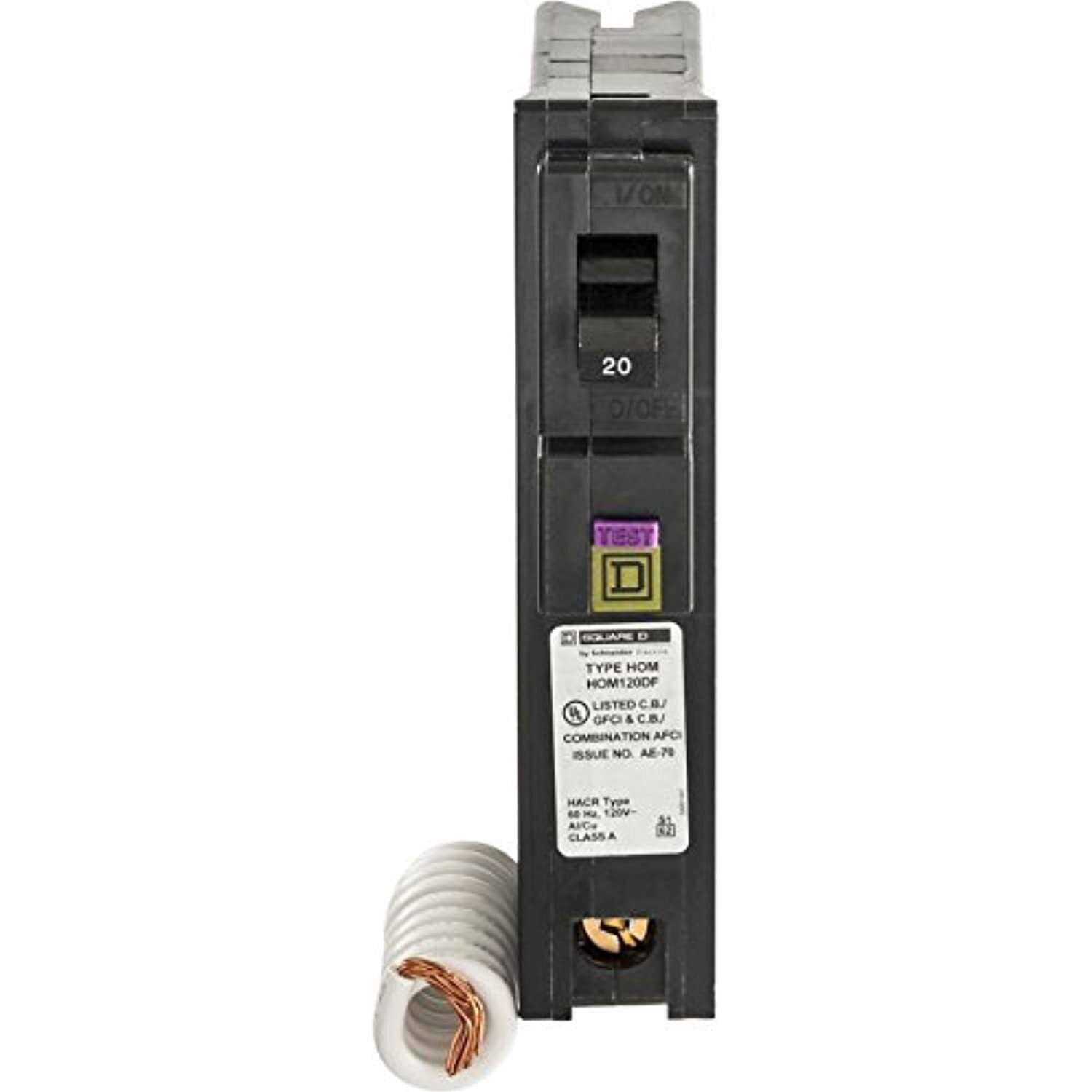 Square D HOM120DFC Homeline Single-Pole Dual Function Circuit Breaker - Cheap Fitting