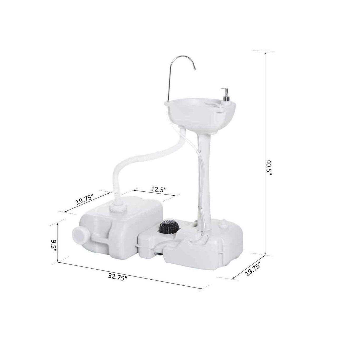 kleankin 19.75 in. x 32.75 in. Grey Camping Sink Wash Station Basin with 4.5 Gal. Tank and Soap Dispenser - Cheap Fitting