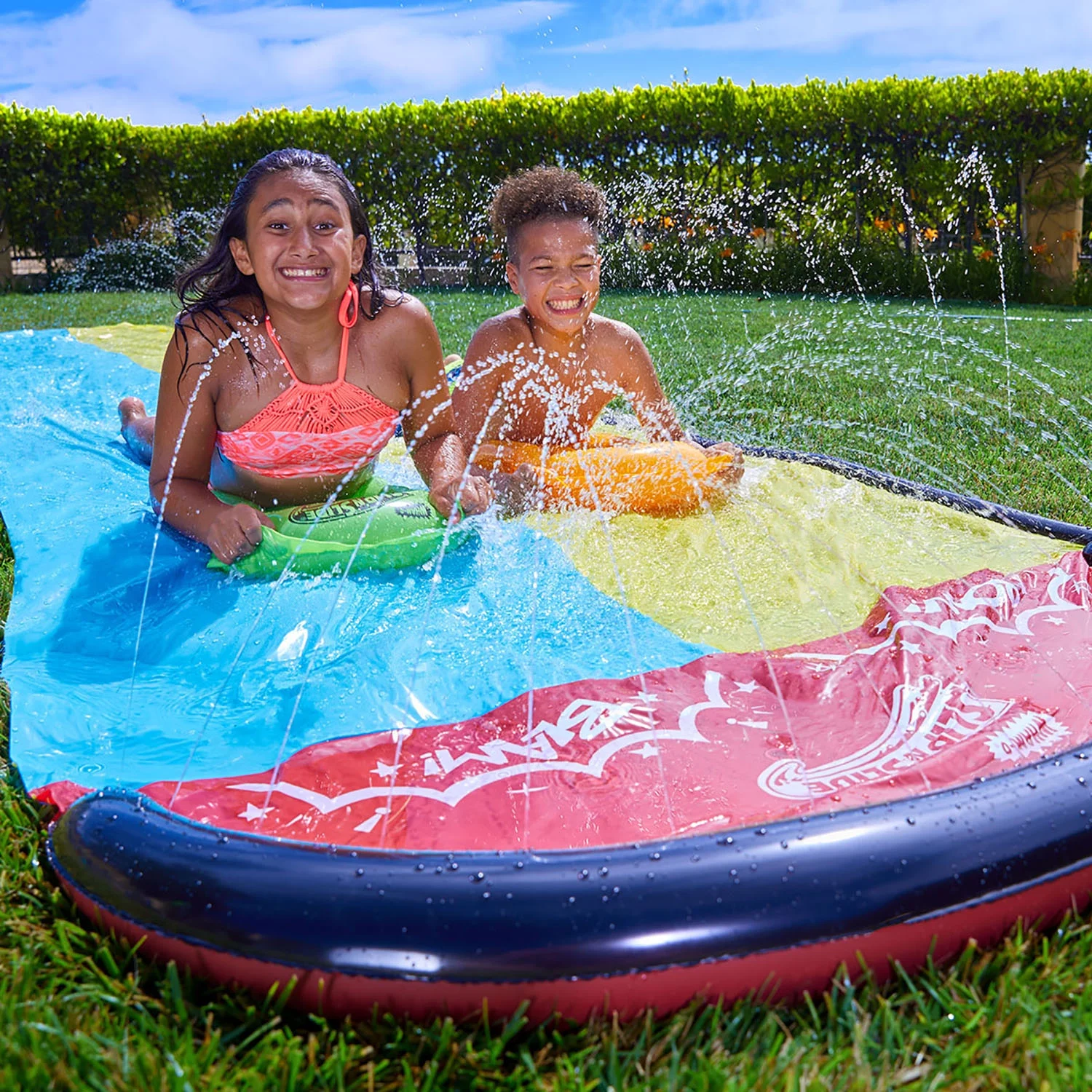 WHAM-O Slip 'N Slide Wave Rider Double Water Slide - 16 ft Long with 2 Boogie Boards - Cheap Fitting