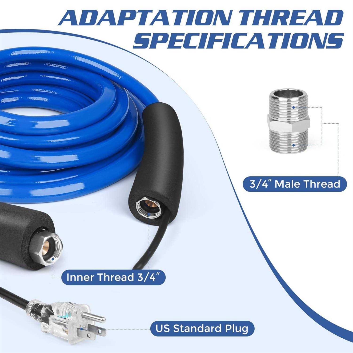 Jdzkomke Heated Water Hose for RV,Heated Drinking Water Hose with Thermostat,Lead and Bpa Free,1/2Inner Diameter,Temperatures Down to -40°F - Cheap Fitting