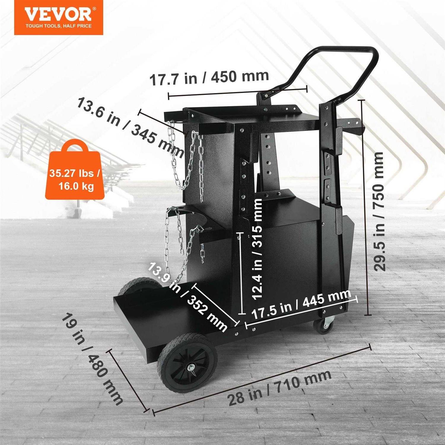 VEVOR Welding Cart 2-Tier Heavy Duty Welder Cart with Anti-Theft Lockable Cabinet - Cheap Fitting