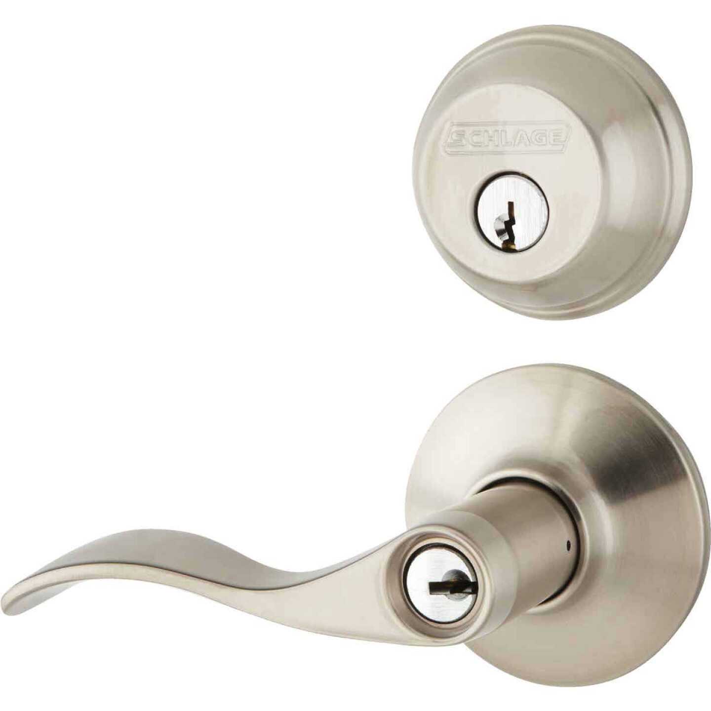 Schlage Accent Satin Nickel Lever and Single Cylinder Deadbolt 1-3/4 FB50NVACC619 - Cheap Fitting
