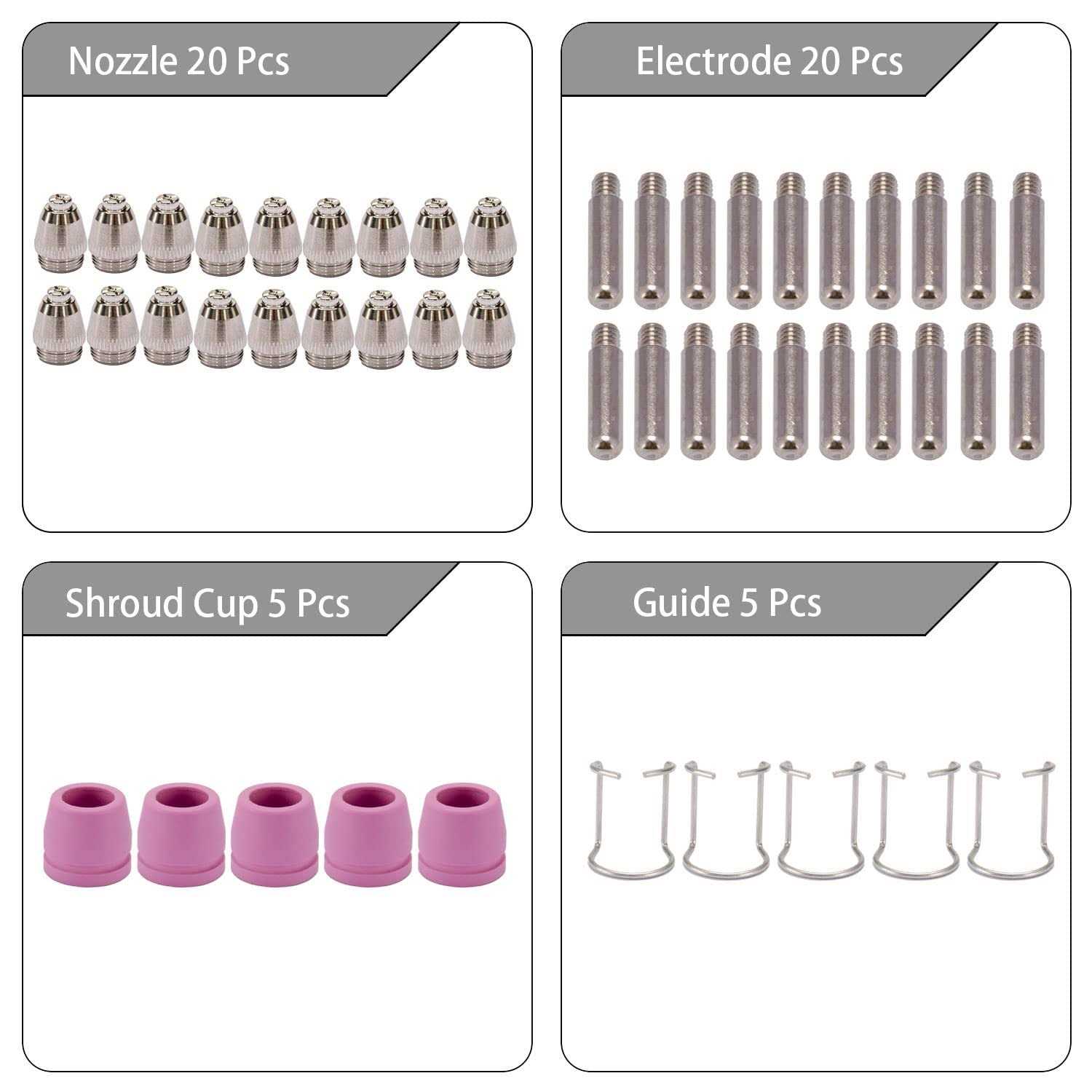 KERUE SG-55 AG-60 WSD-60 Plasma Cutter Cutting Torch Tip Nozzles Consumables Kit 50pk - Cheap Fitting