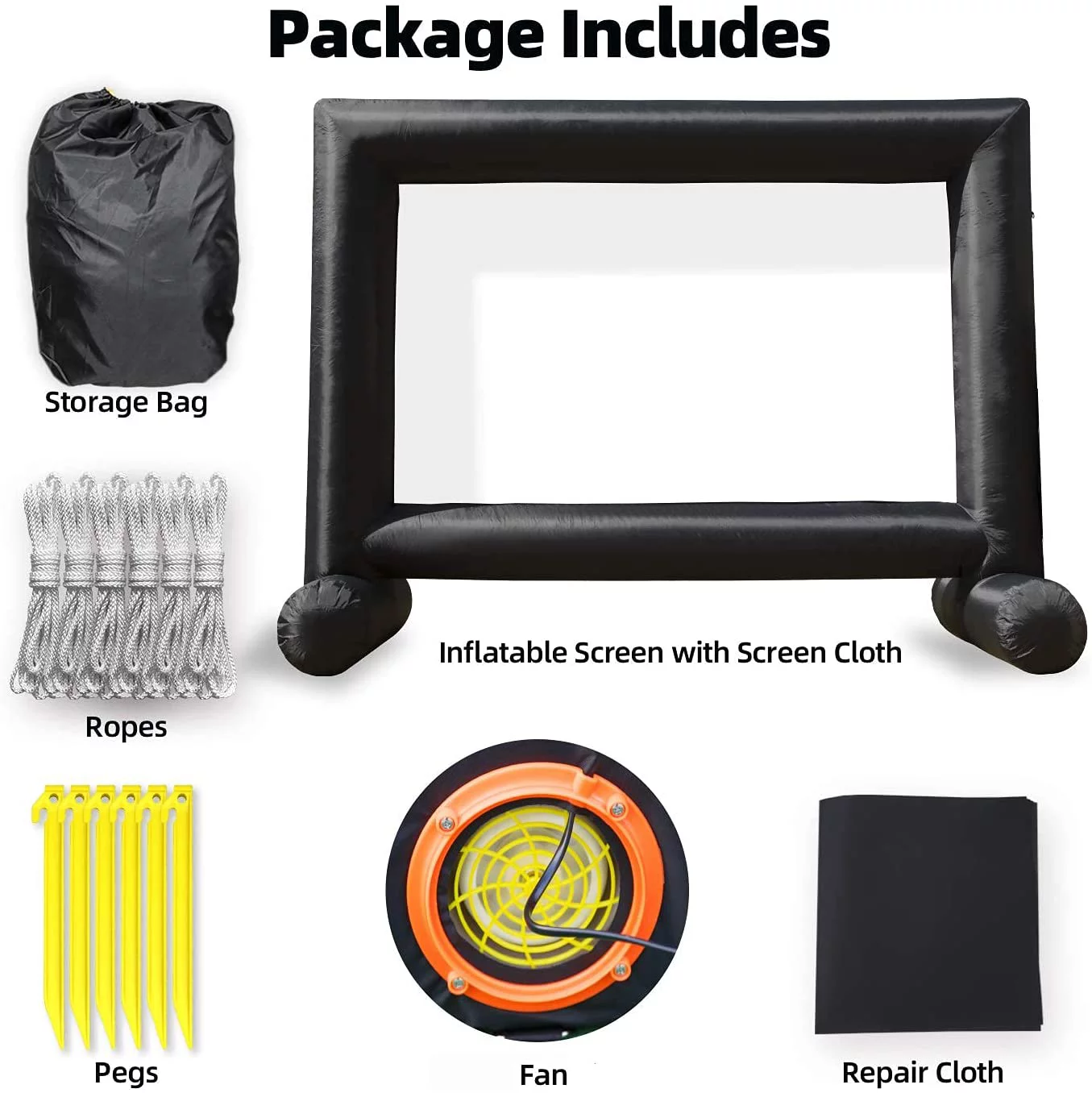 TKLoop Inflatable Movie Screens 16ft Portable Huge Outdoor Projector Screen Blow up Movie Screen & Quiet Built-In Fan - Cheap Fitting