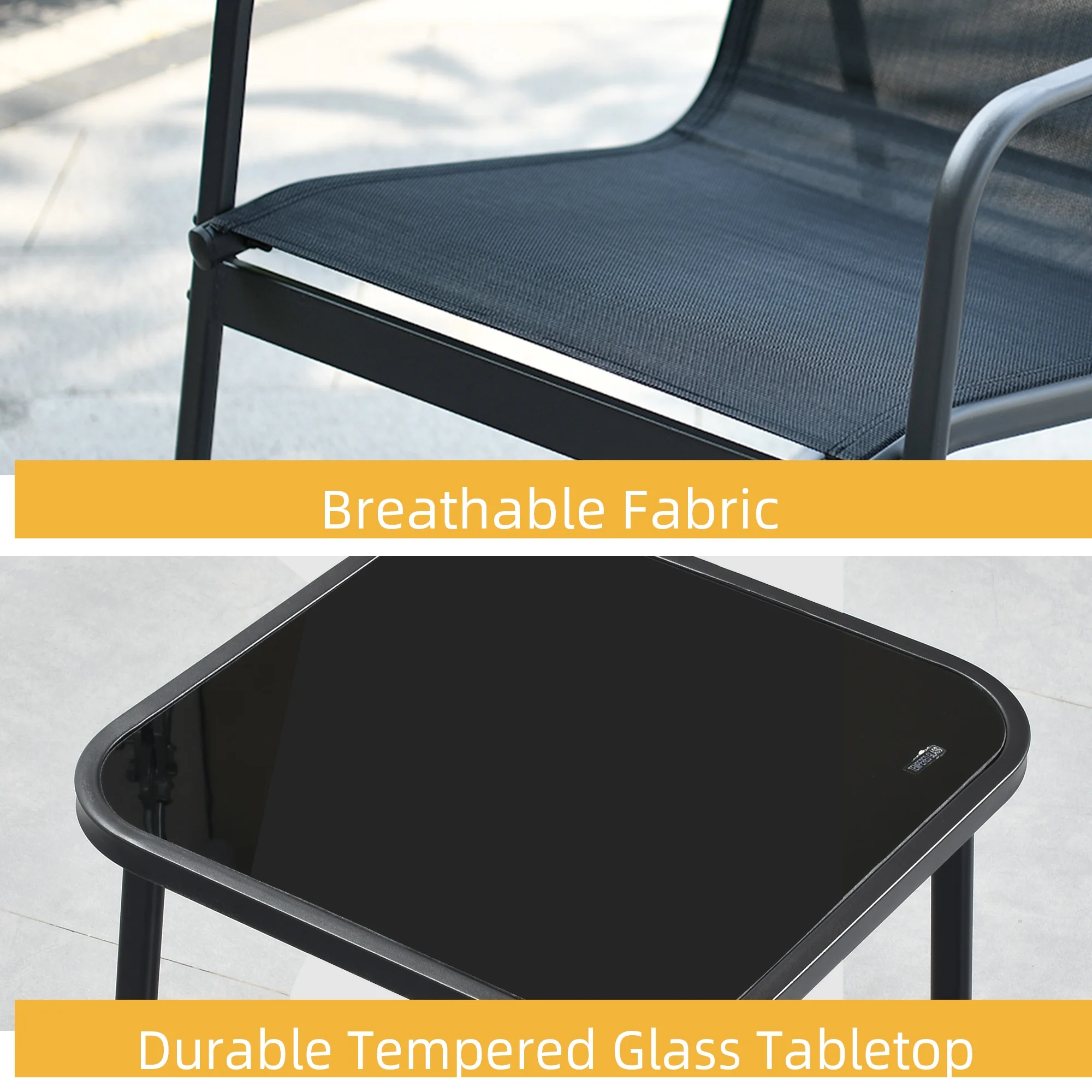 DWVO 3-Piece Outdoor Patio Furniture Set, Rocking Chair Set - 2 Rocking Chairs with Glass Coffee Table - Brown - Cheap Fitting