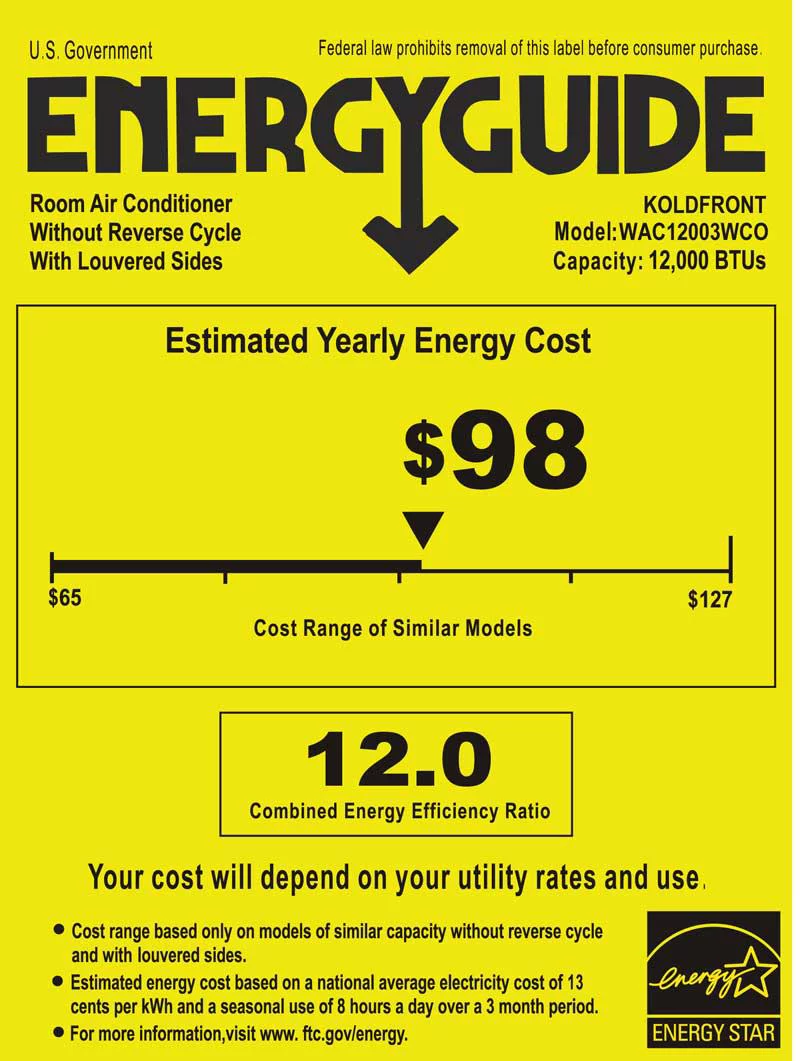 Koldfront Wac12003wco 12000 BTU 115V Window Air Conditioner - White - Cheap Fitting