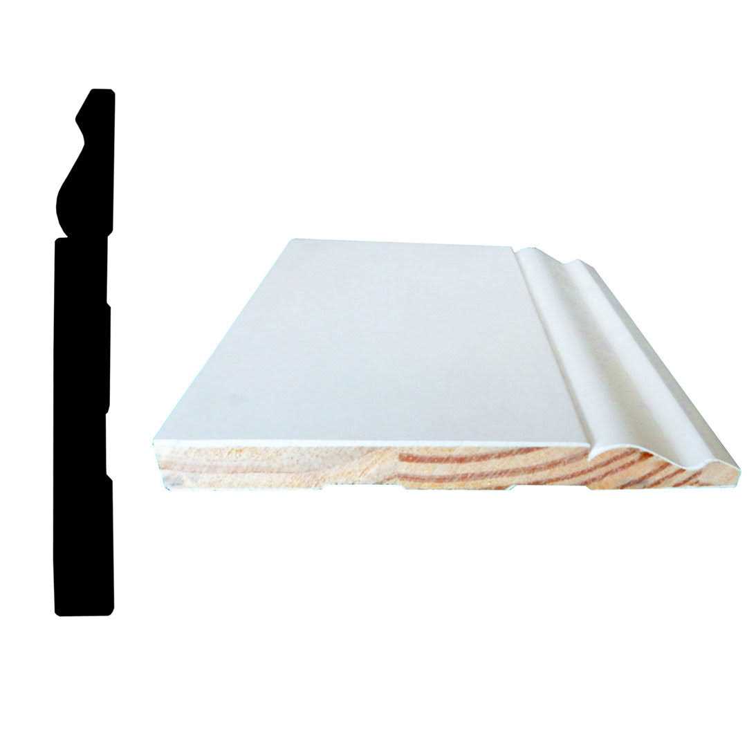 Timber Valley Home and Garden 9/16in x 8ft Chilean Pine Primed Finger-Jointed Baseboard Molding - Cheap Fitting