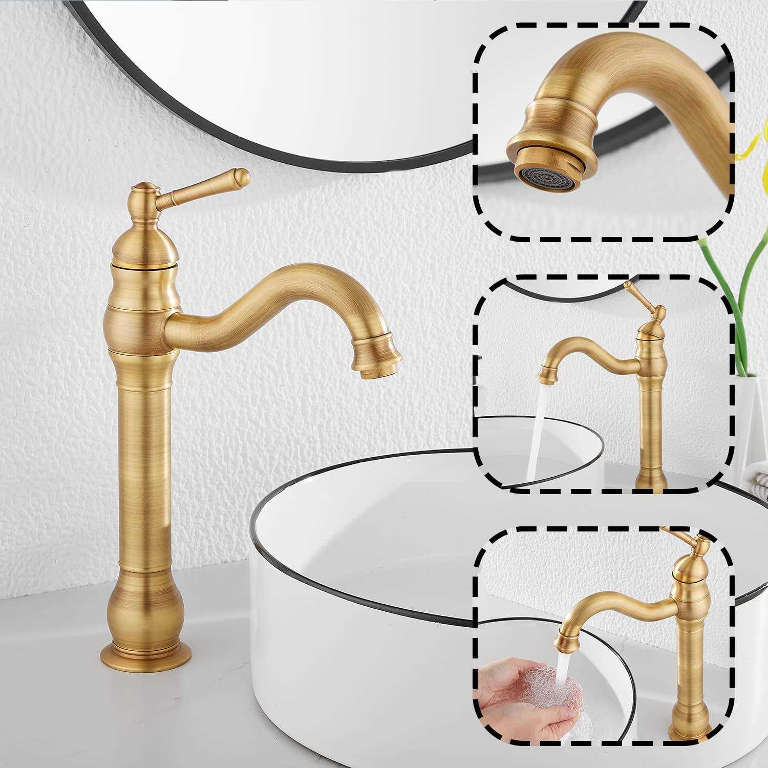 Ggstudy 360 Swivel Antique Brass Bathroom Vessel Sink Faucet Single Handle One - Cheap Fitting
