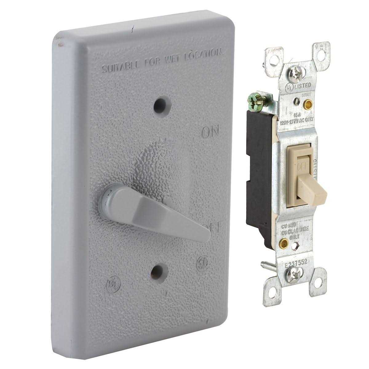 Hubbell 5121-0 Gray Single Gang Weatherproof Switch Cover - Cheap Fitting