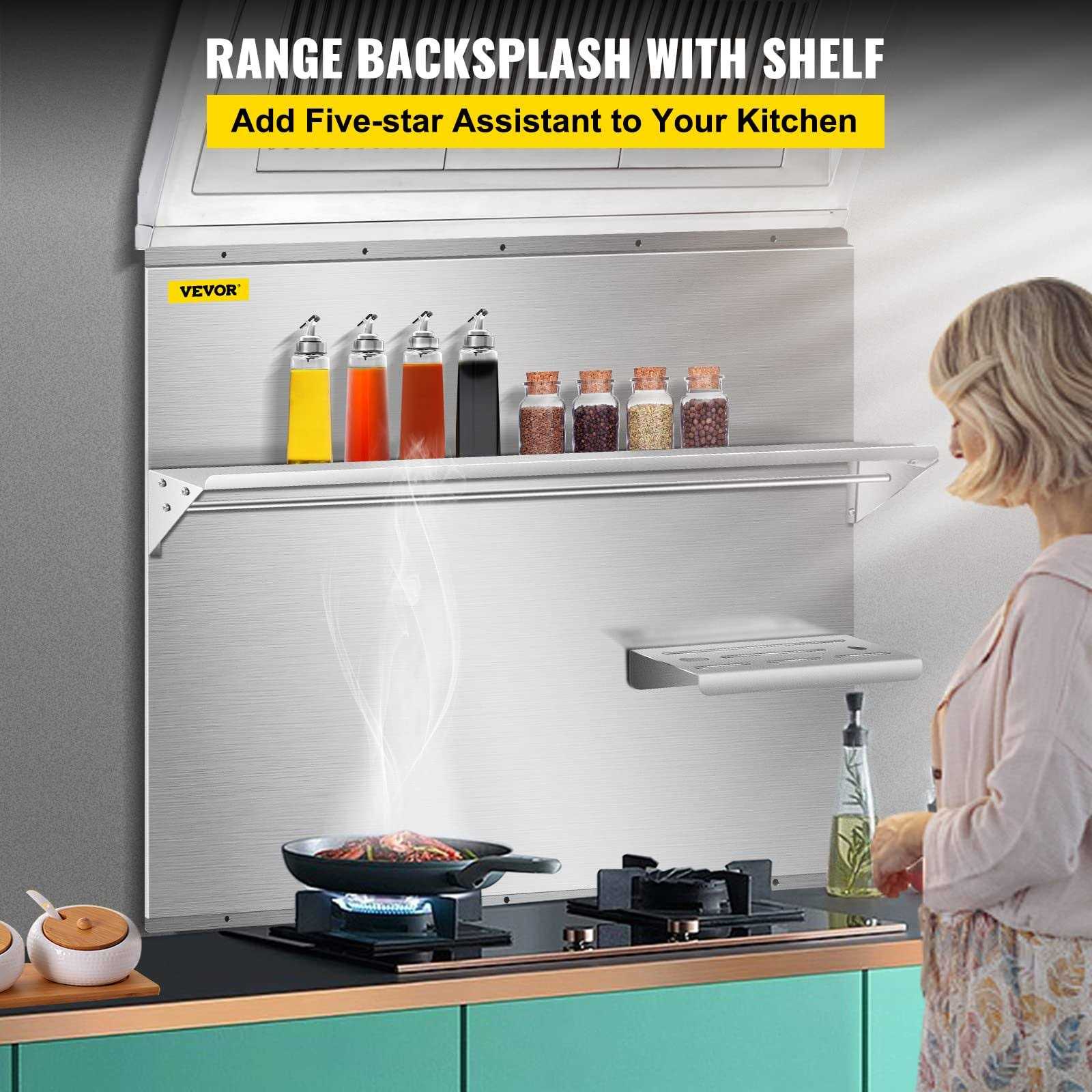 VEVOR Range Backsplash with Shelf Range Hood Wall Shield - Cheap Fitting