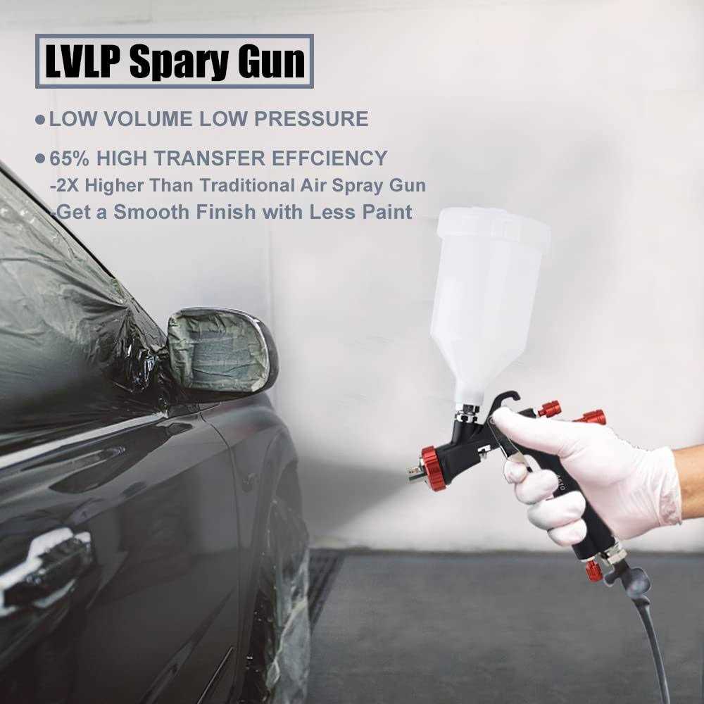 AEROPRO TOOLS R500 LVLP Air Spray Gun with 1.3/1.5/1.7mm Nozzles & Air Regulator - Cheap Fitting