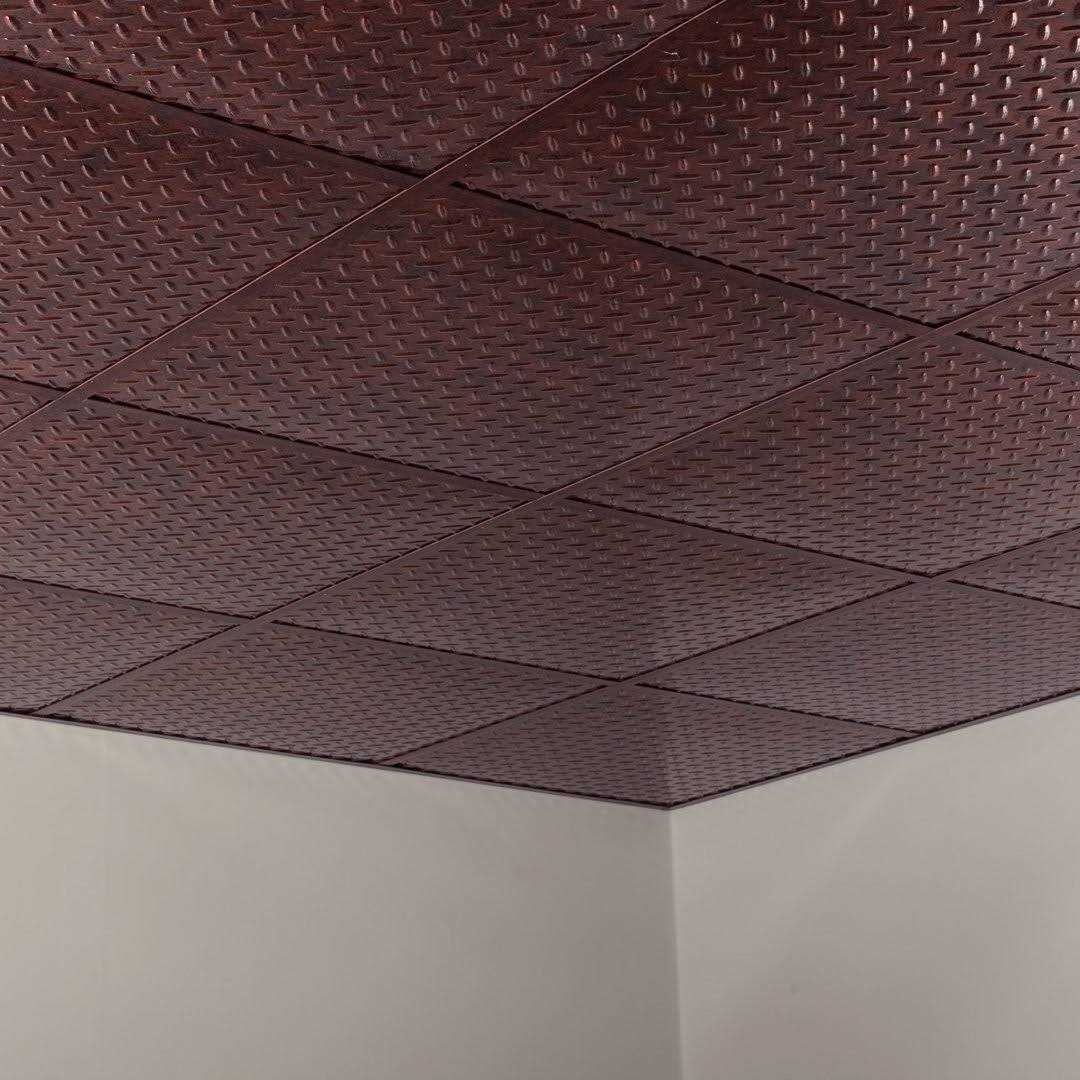 Fasade Diamond Plate Decorative Vinyl 2ft x 2ft Lay In Ceiling Tile - Cheap Fitting