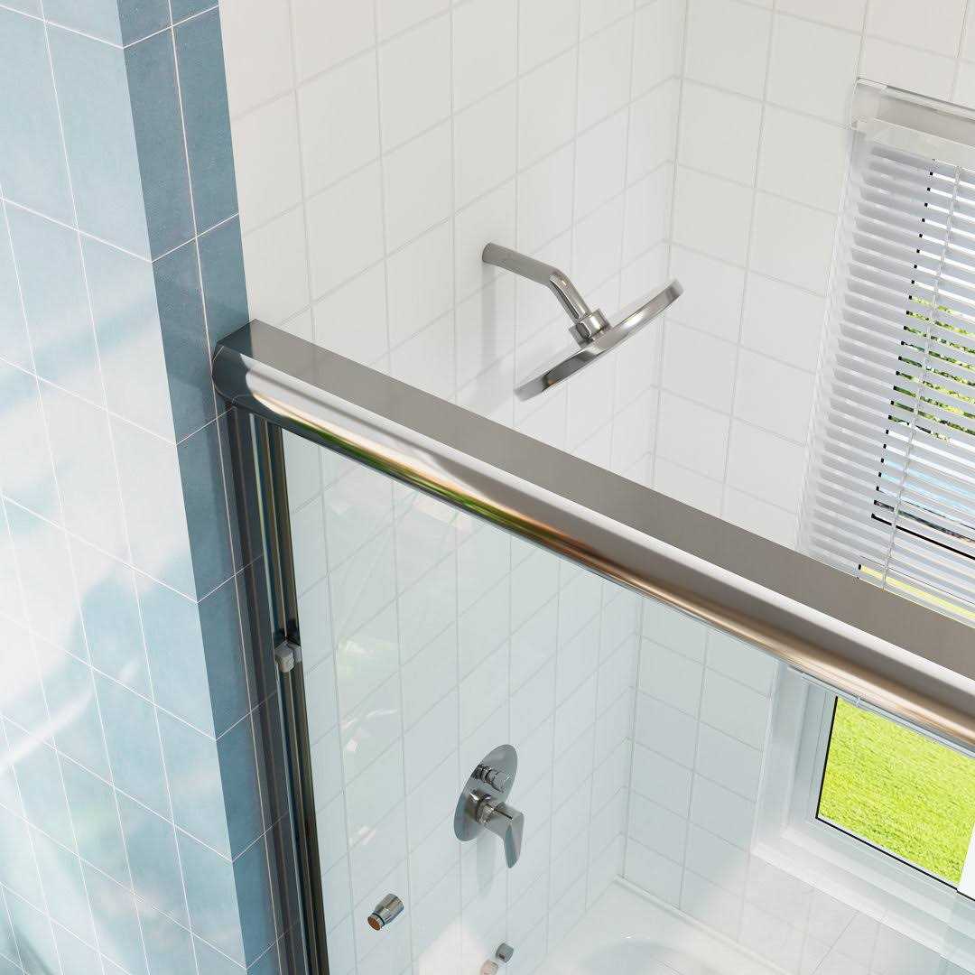 HOROW 55 in. 59 in. W x 56 in. H Sliding Framed Tub Door Clear Glass - Cheap Fitting
