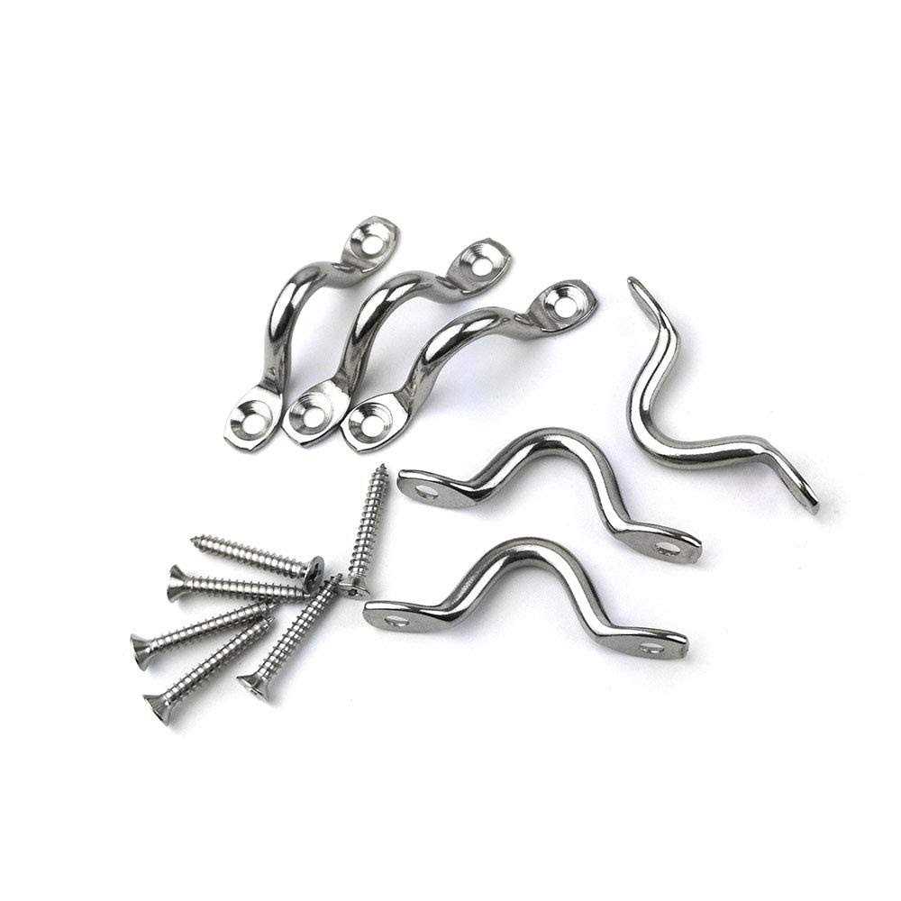 Hamineler 22pcs M5 316 Stainless Steel Eye Straps Ceiling Wall Mount U Hook with Screws - Cheap Fitting