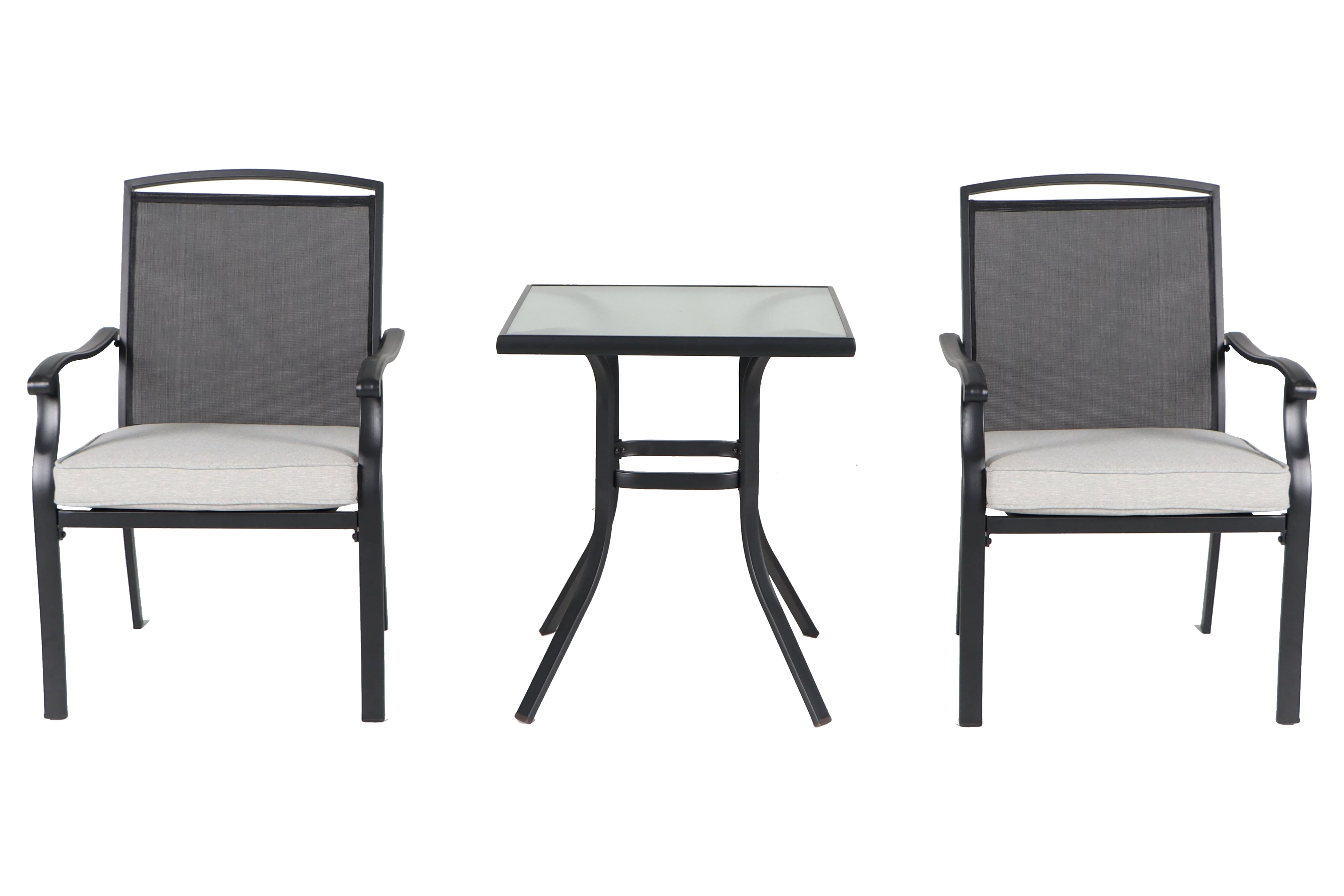 Mainstays Alexandra Square 3-Piece Steel Outdoor Furniture Patio Bistro Set with Polyester cushions, Gray - Cheap Fitting